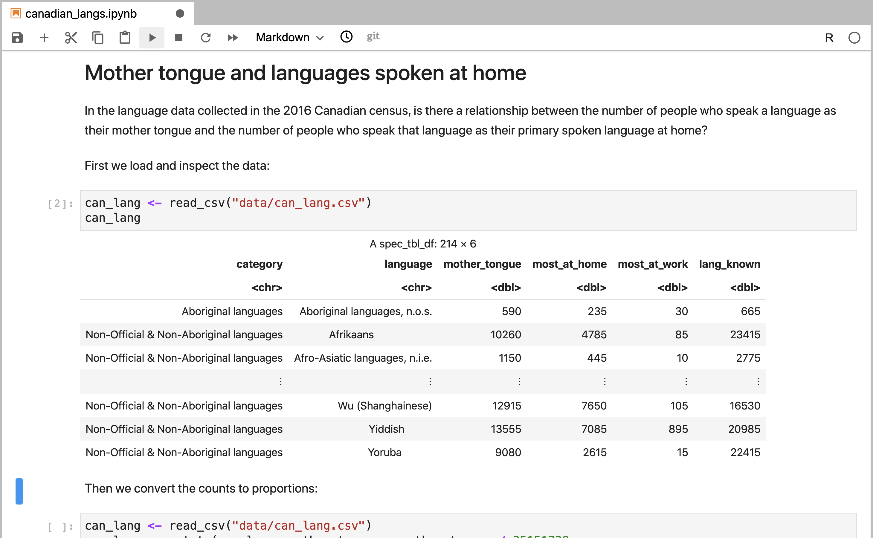 A code cell in Jupyter that has been executed.